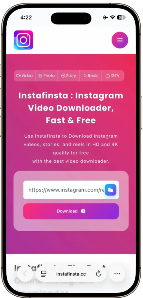 Copy the Instagram Video Link